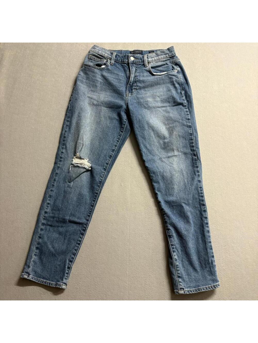 Lucky Brand Drew High Rise Mom Jeans Womens Size 4 27 Ankle Distressed Blue